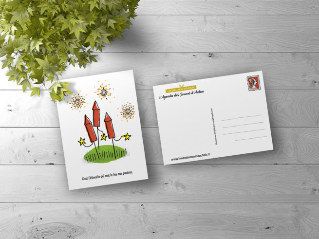 détails d'une carte postale (juillet) recto-verso